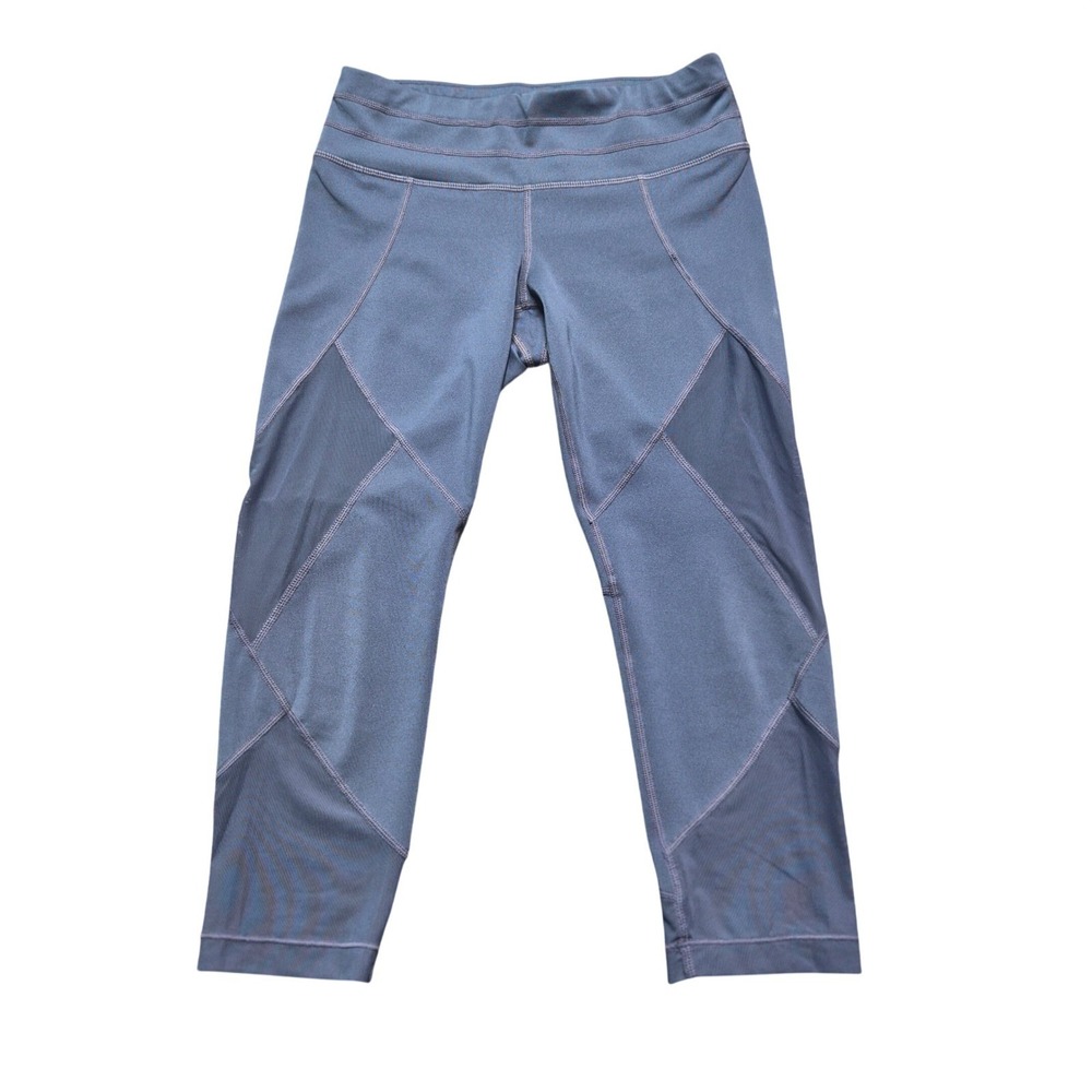 Athleta Mesh Panel Cropped Leggings Dusty Blue XS Capris Yoga Workout